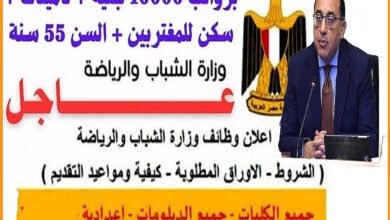 وظائف بمرتب 10000 جنيه من وزارة الشباب للجنسين في 10 محافظات.. شغلانة حلوة وقبضها مش قليل